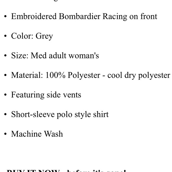 Gray short sleeve Bombardier Racing shirt. Size Medium - Picture 15 of 15